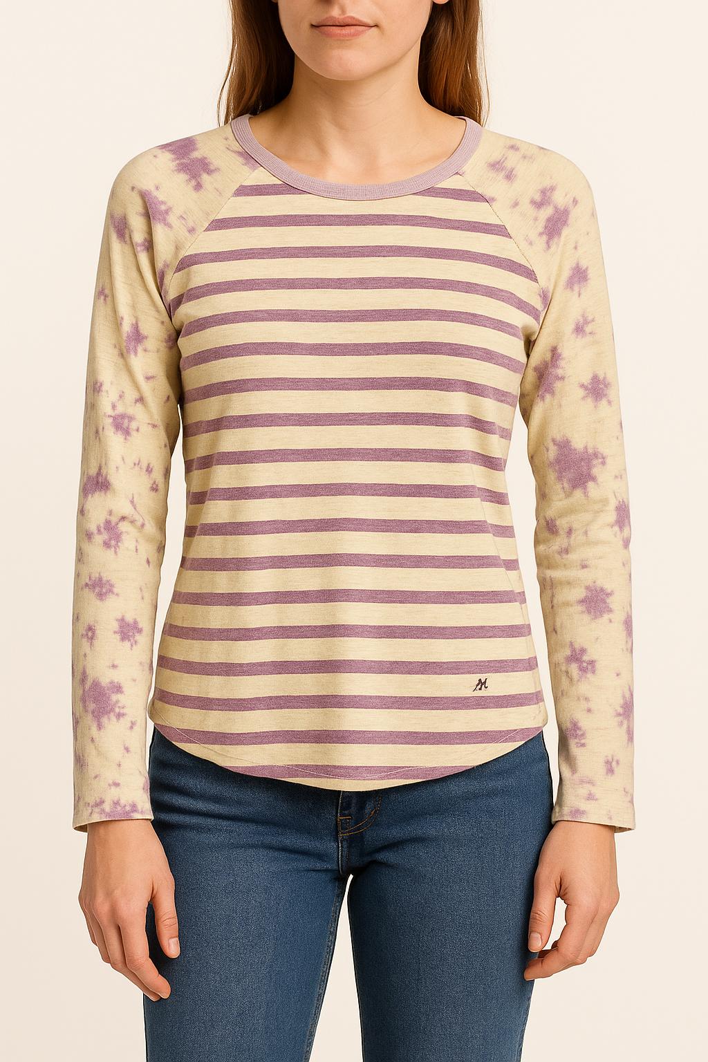T-shirt Manches Longues Beige et Violet - Taille XS/34 de la marque Léon & Harper | PARAD67834 - Vendu par Paradigme - Image 1