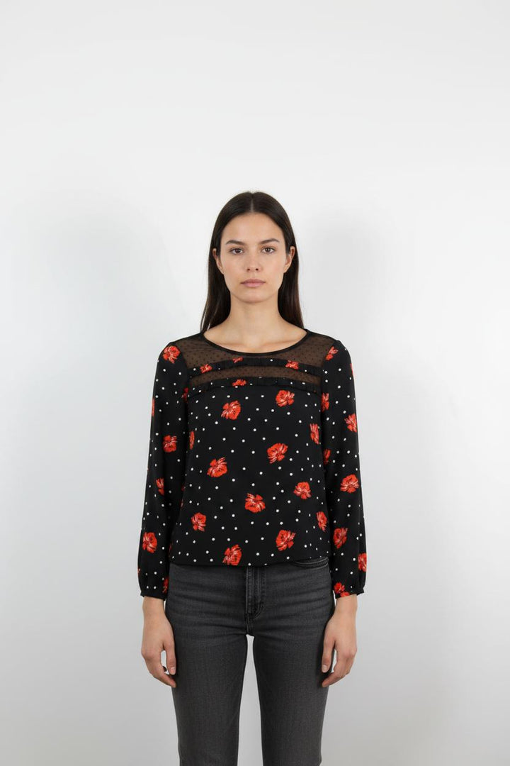 Blouse Noire et Rouge - Taille XS/34