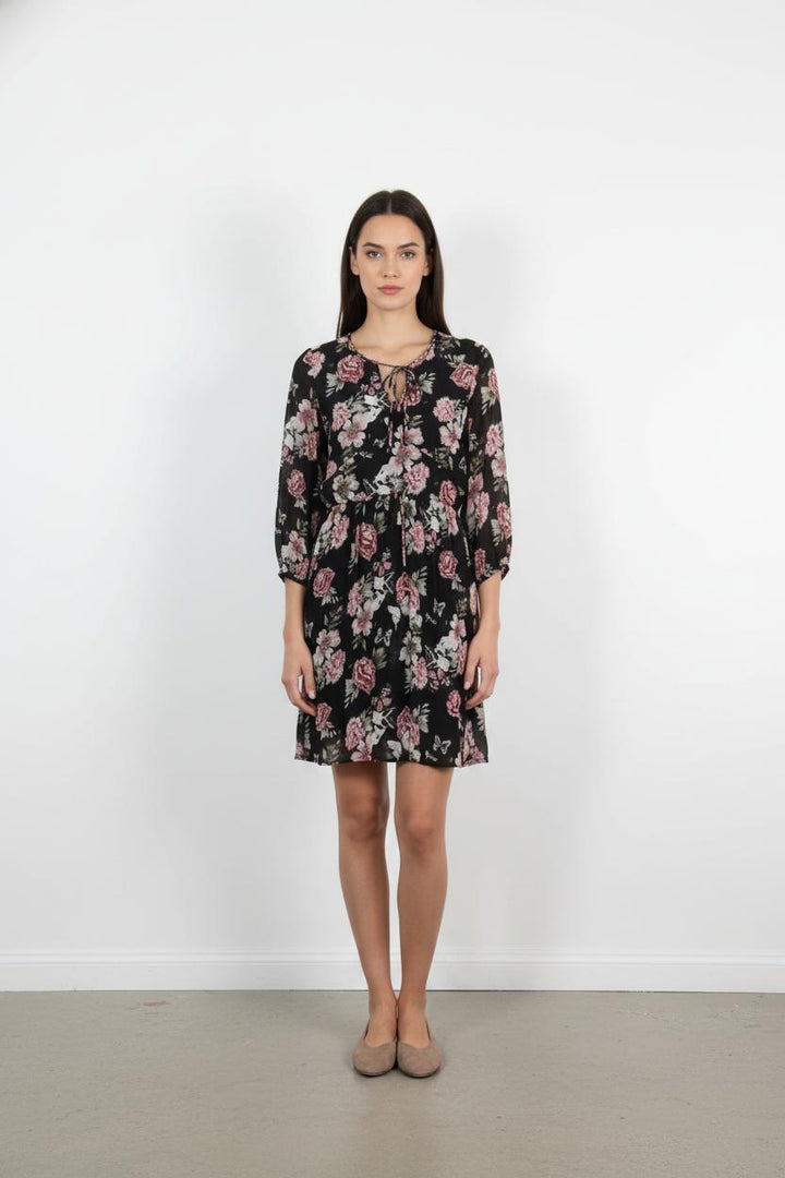Robe Fleurie Noire et Rose - Taille XS/34