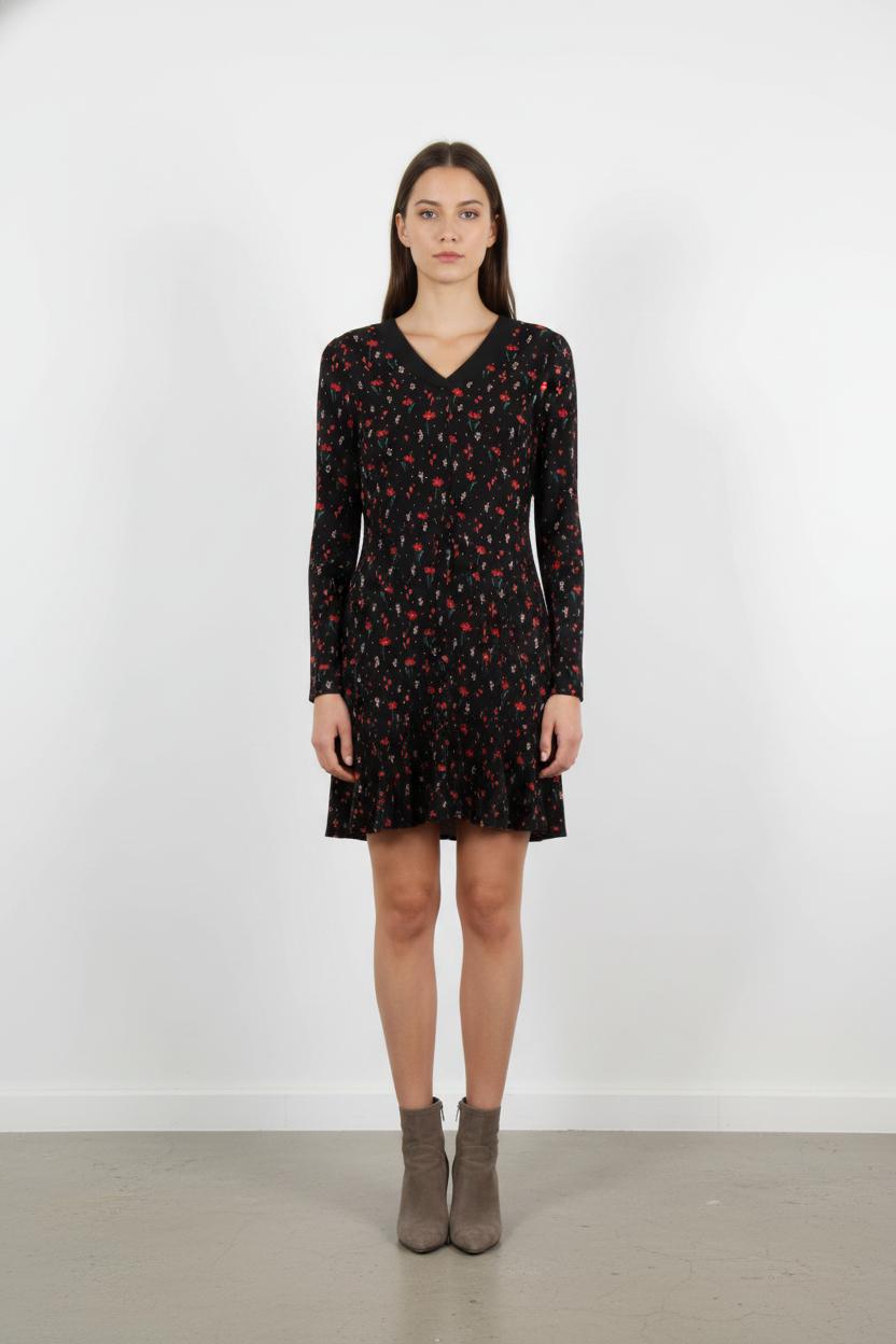 Robe Courte Noire et Rouge - Taille XS/34
