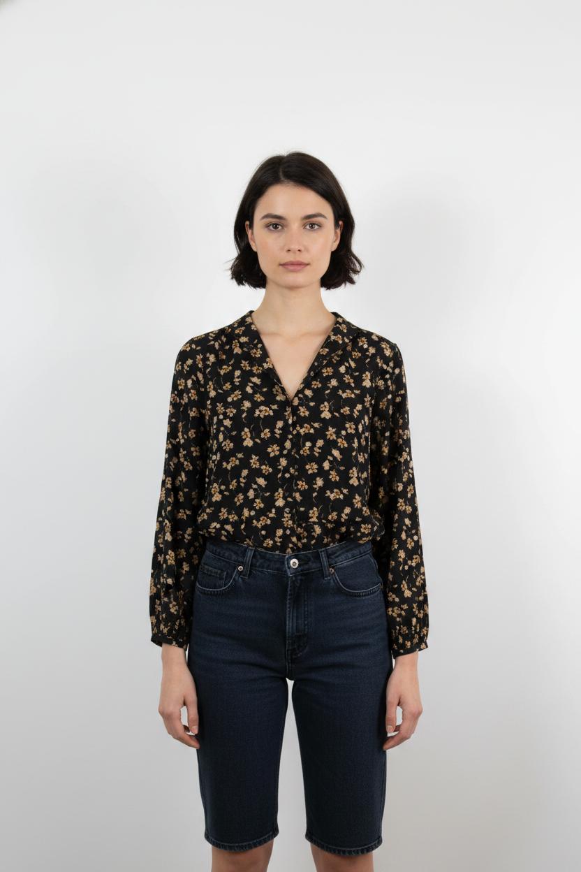 Blouse Noire et Marron - Taille XS/34
