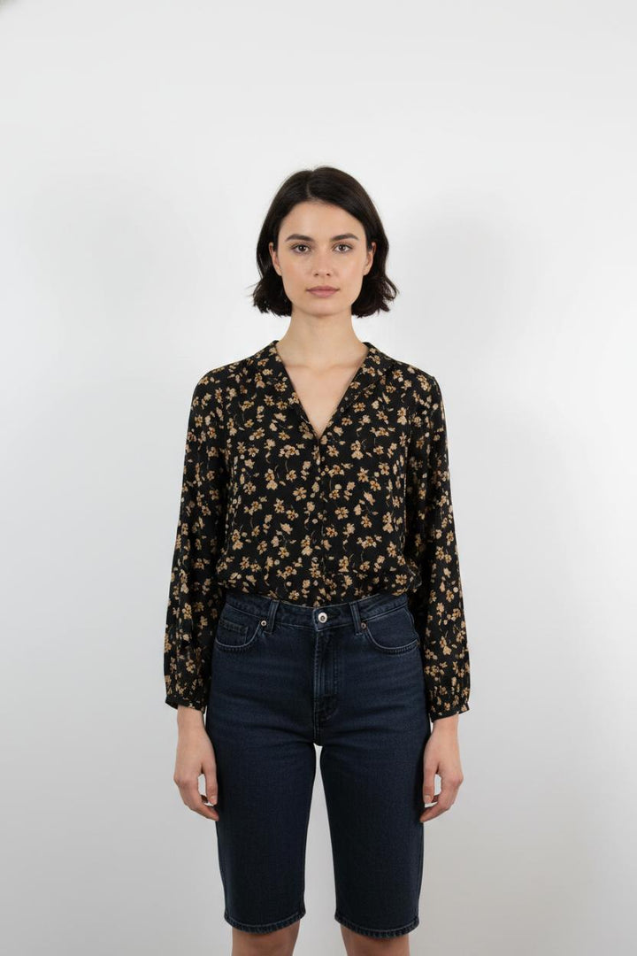Blouse Noire et Marron - Taille XS/34