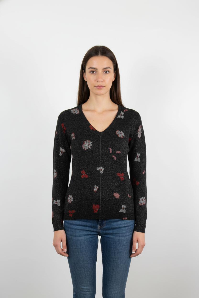 Pull Noir et Rouge - Taille S/36