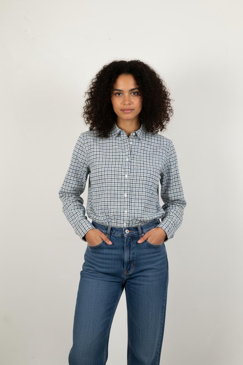 Chemise À Carreaux Bleue et Blanche - Taille S/36