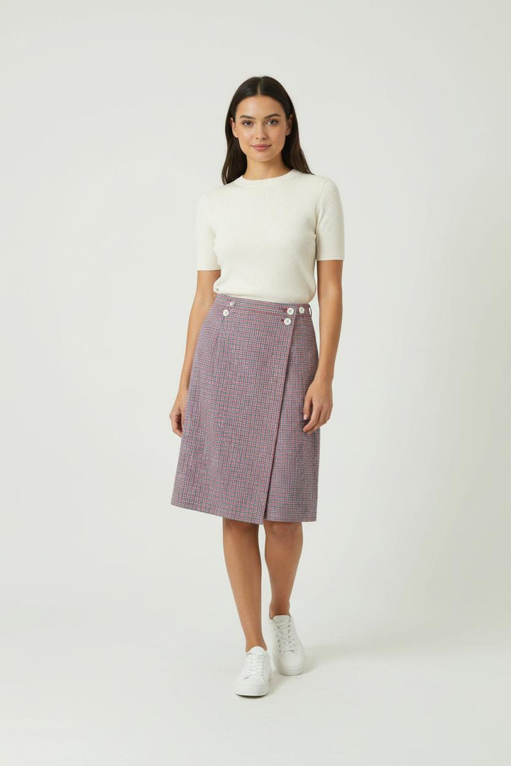 Jupe Midi Bleu et Rouge - Taille S/36
