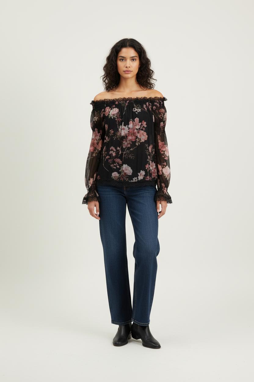 Blouse Noire et Rose - Taille S/36 de la marque The Kooples | PARAD68113 - Vendu par Paradigme - Image 1