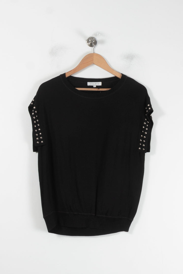 T-shirt Noir - Taille S/36 de la marque Sandro | PARAD68189 - Vendu par Paradigme - Image 2