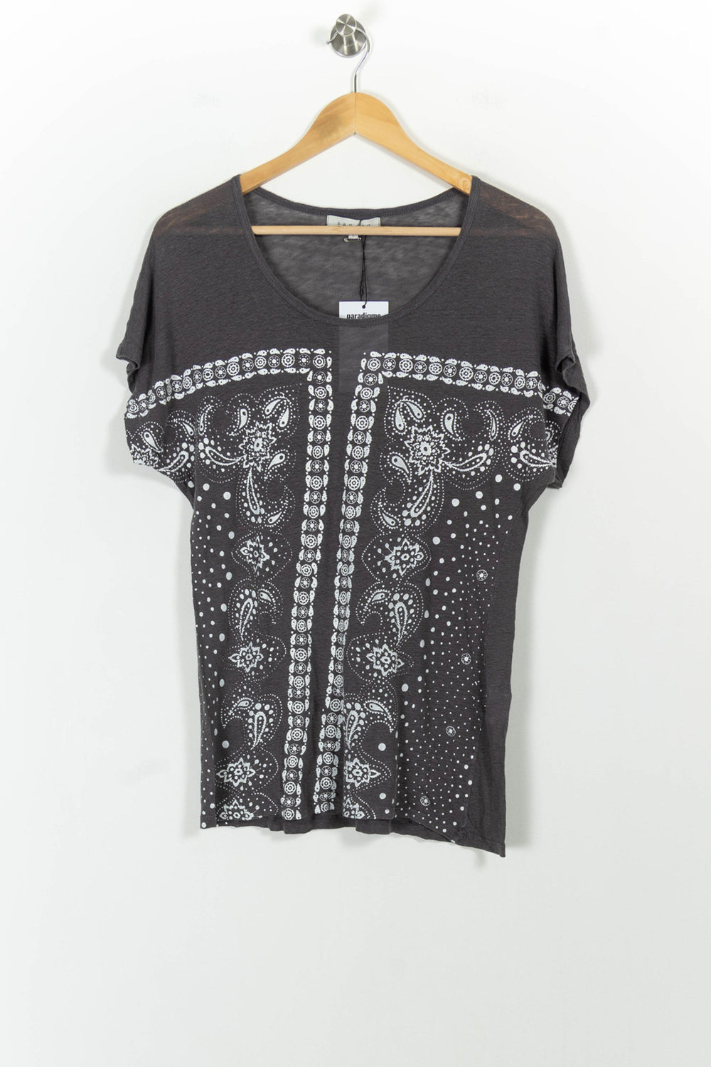 Tee-shirt Gris et Blanc - Taille S/36 de la marque Sandro | PARAD68223 - Vendu par Paradigme - Image 2