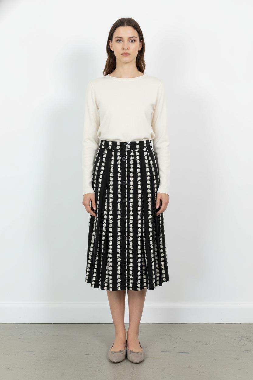 Jupe Plissée Noire et Blanche - Taille S/36 de la marque Maje | PARAD68224 - Vendu par Paradigme - Image 1