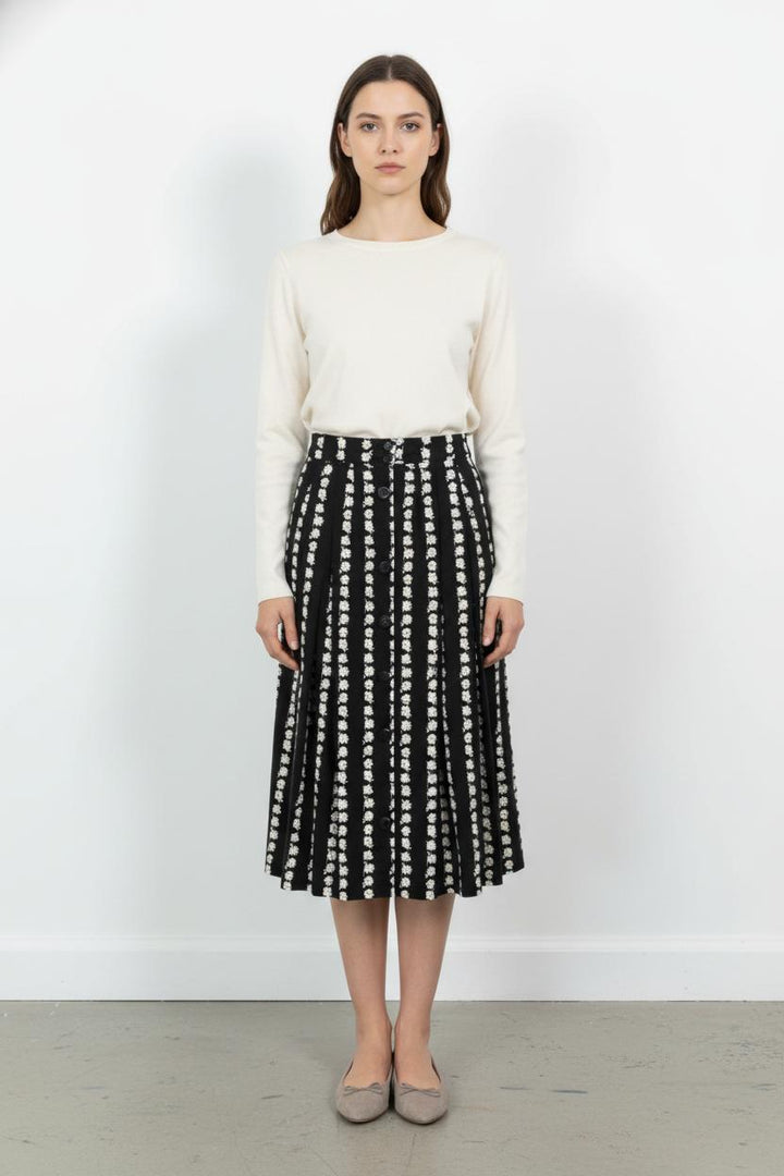 Jupe Plissée Noire et Blanche - Taille S/36 de la marque Maje | PARAD68224 - Vendu par Paradigme - Image 1