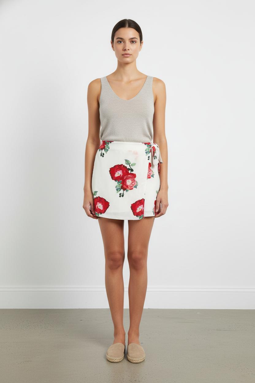 Jupe Portefeuille Blanche et Rouge - Taille S/36 de la marque Sézane | PARAD68234 - Vendu par Paradigme - Image 1
