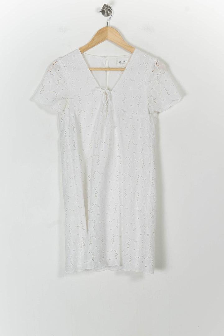 Robe Brodée Blanche - Taille S/36 de la marque Sézane | PARAD68240 - Vendu par Paradigme - Image 2