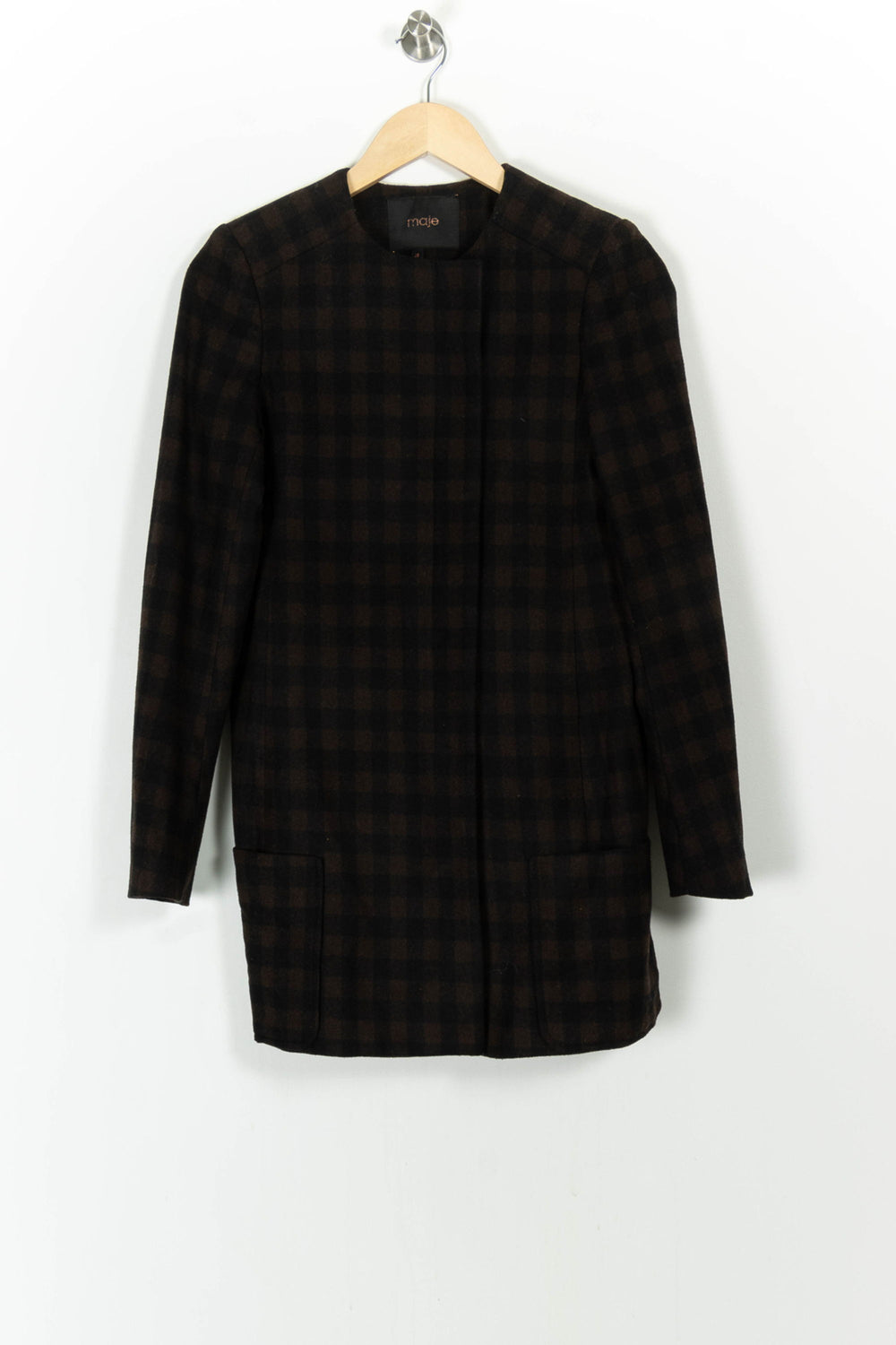 Manteau Carreaux Marron et Noir - Taille S/36 de la marque Maje | PARAD68243 - Vendu par Paradigme - Image 2