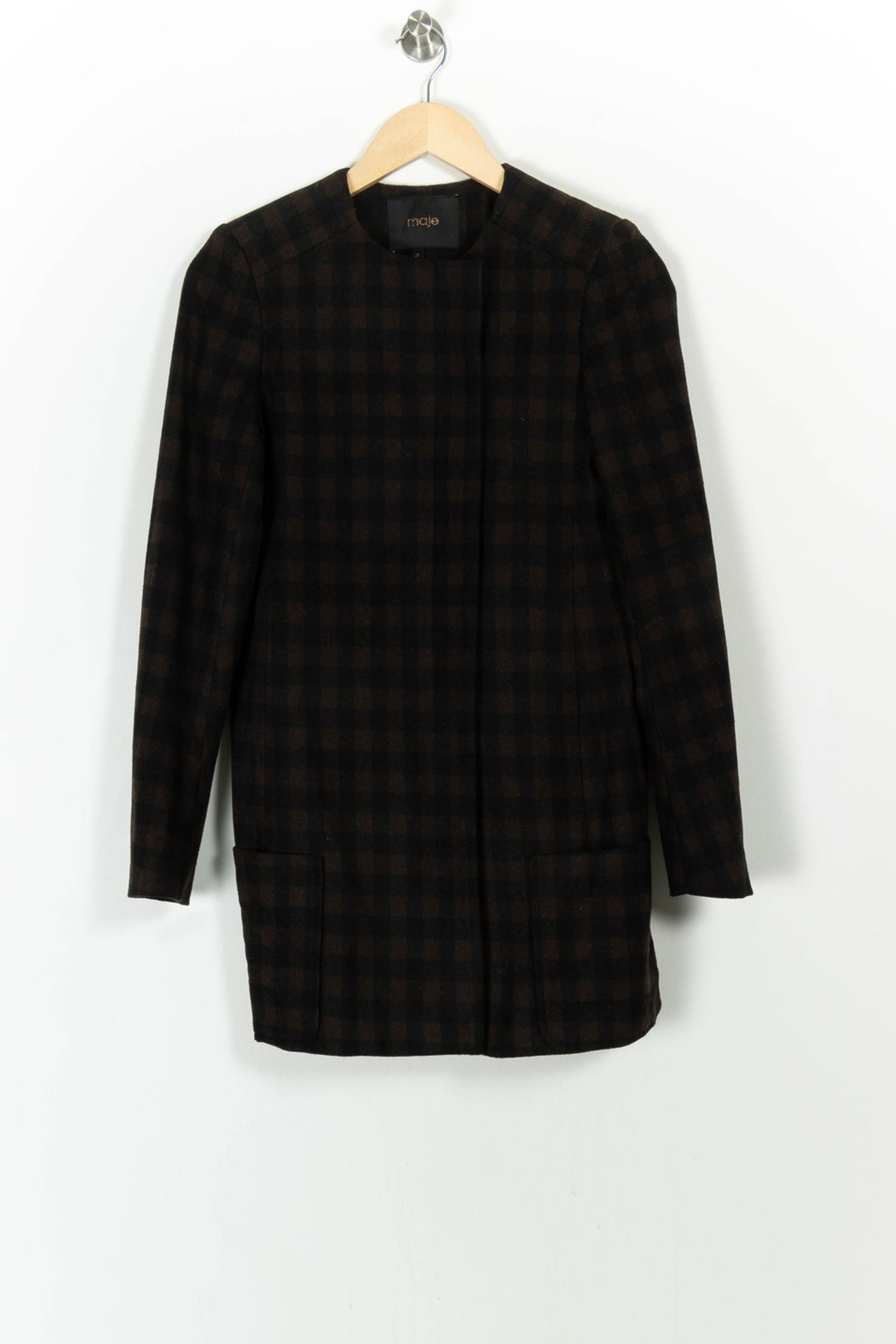 Manteau Carreaux Marron et Noir - Taille S/36 de la marque Maje | PARAD68243 - Vendu par Paradigme - Image 2