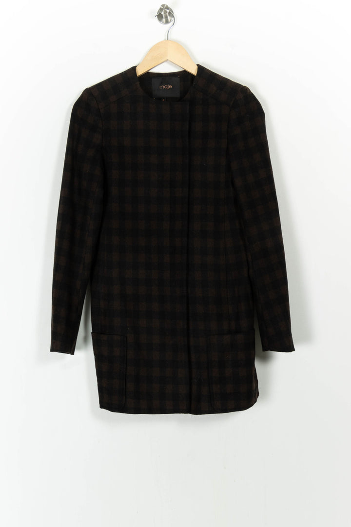 Manteau Carreaux Marron et Noir - Taille S/36 de la marque Maje | PARAD68243 - Vendu par Paradigme - Image 2