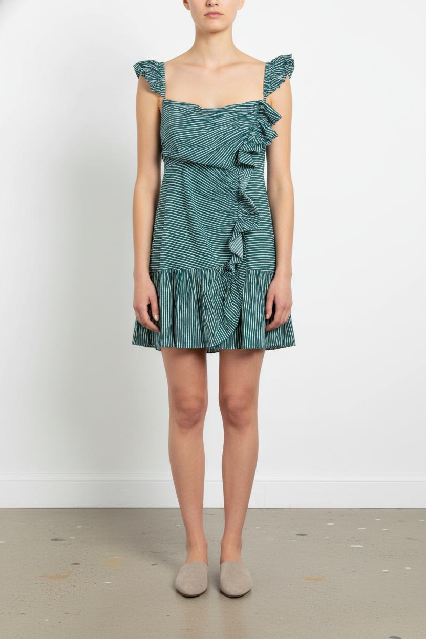 Robe Courte Verte et Blanche - Taille M/38 de la marque Sandro | PARAD68273 - Vendu par Paradigme - Image 1