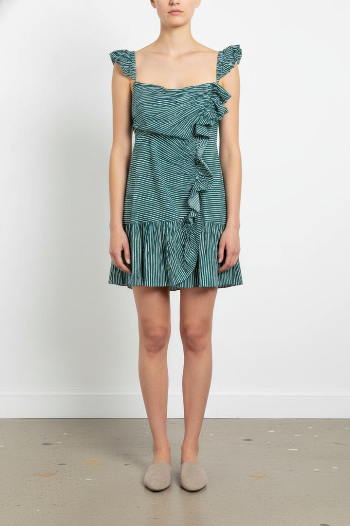 Robe Courte Verte et Blanche - Taille M/38 de la marque Sandro | PARAD68273 - Vendu par Paradigme - Image 1