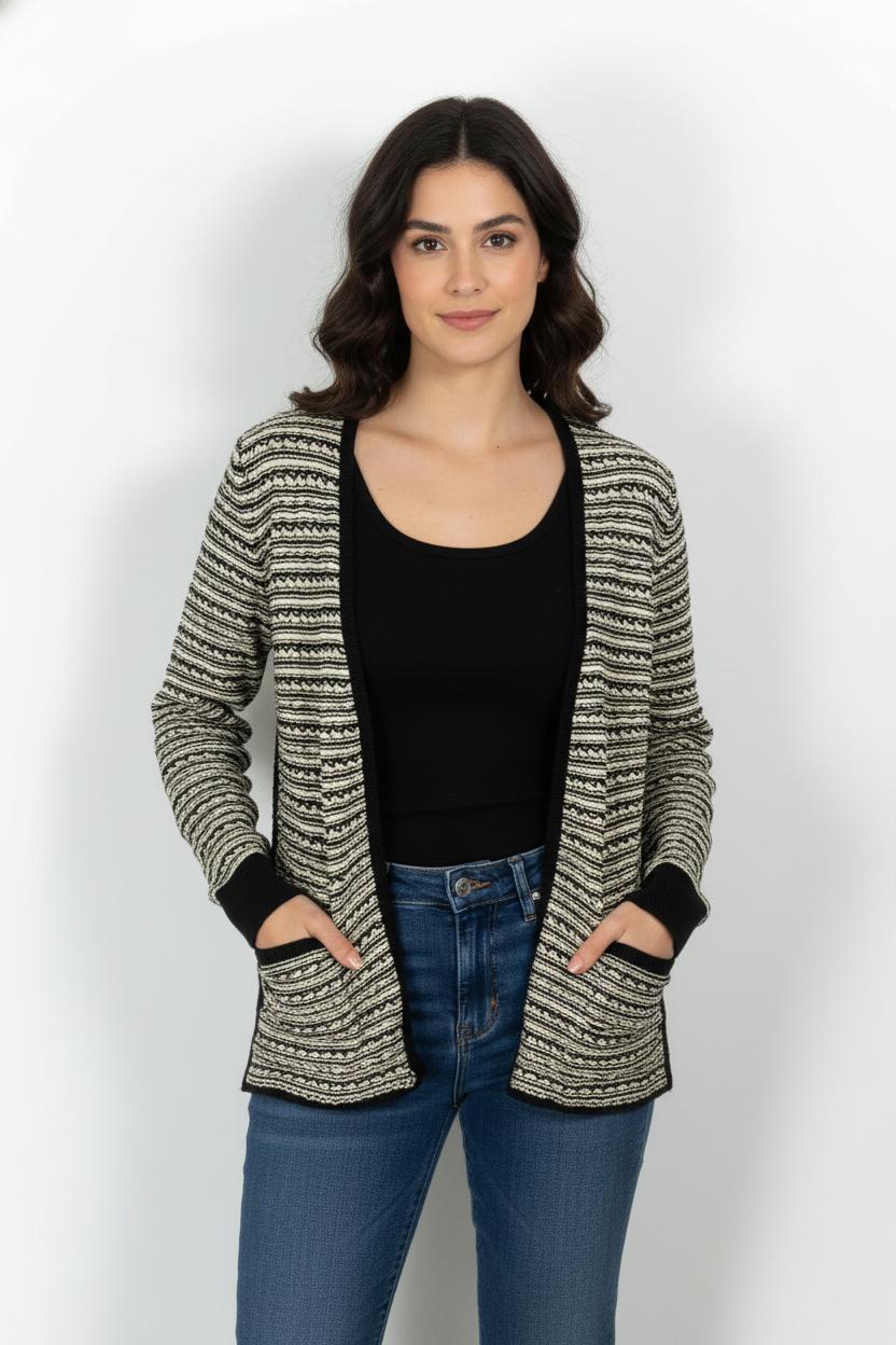 Cardigan Noir et Beige - Taille M/38 de la marque Comptoir des Cotonniers | PARAD68309 - Vendu par Paradigme - Image 1