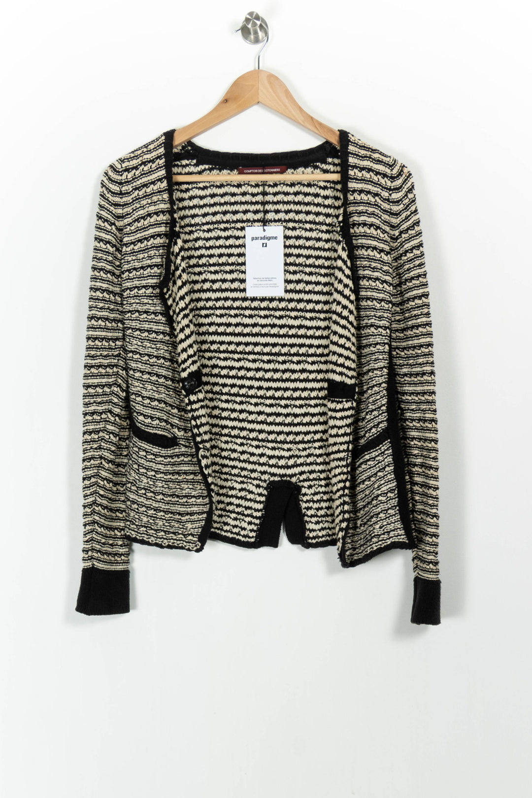 Cardigan Noir et Beige - Taille M/38 de la marque Comptoir des Cotonniers | PARAD68309 - Vendu par Paradigme - Image 2
