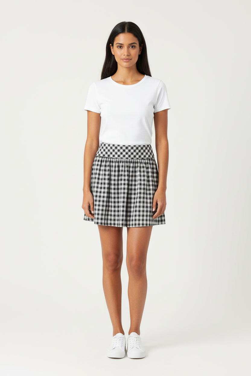 Jupe Courte Grise et Blanche - Taille XL/42 de la marque Comptoir des Cotonniers | PARAD68331 - Vendu par Paradigme - Image 1