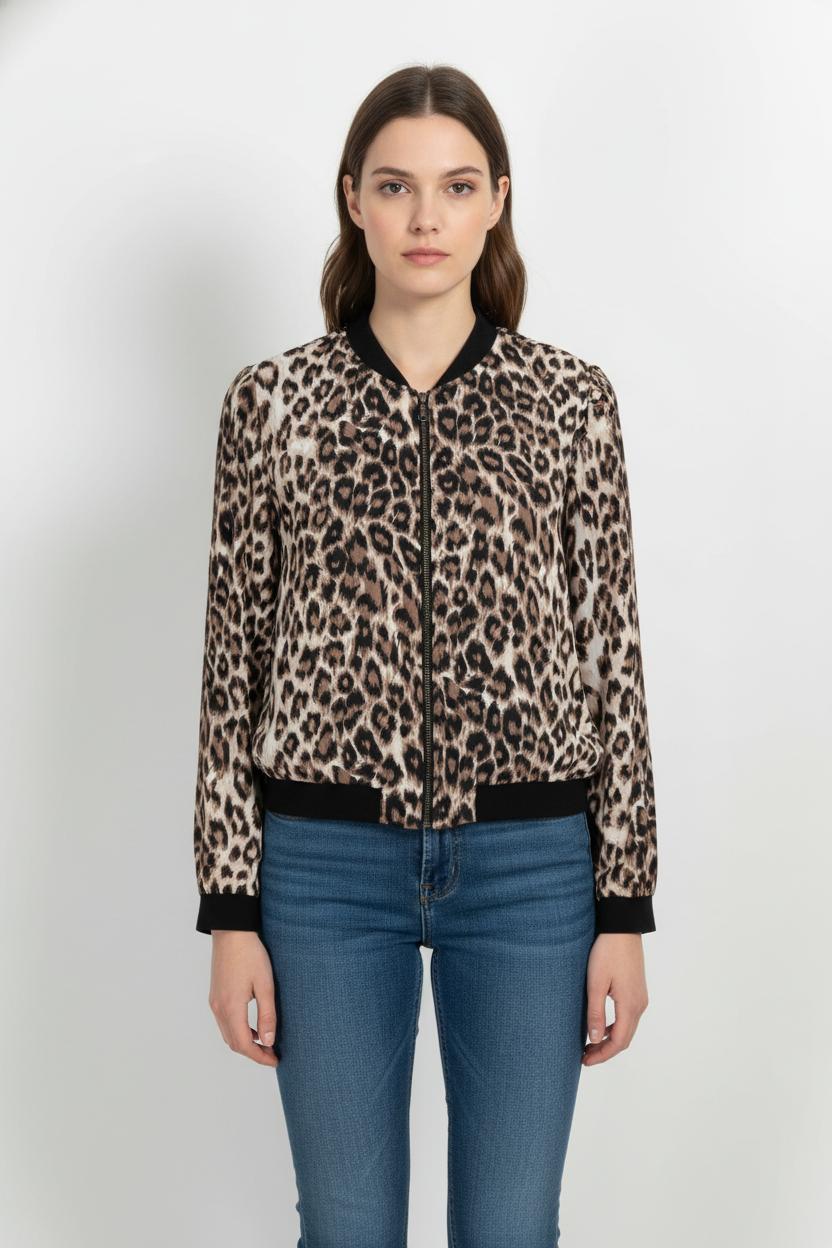Blouson Léopard Marron et Noir - Taille S/36 de la marque Notshy Cashmere | PARAD68382 - Vendu par Paradigme - Image 1