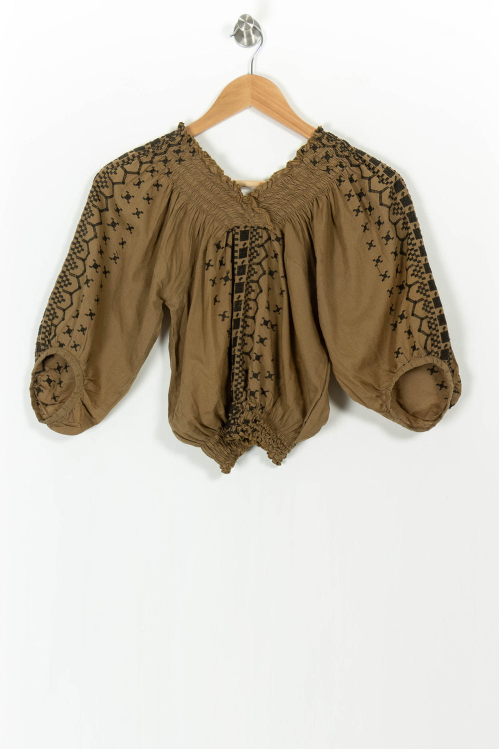 Blouse Brodée Marron et Noir - Taille S/36 de la marque Comptoir des Cotonniers | PARAD68395 - Vendu par Paradigme - Image 2