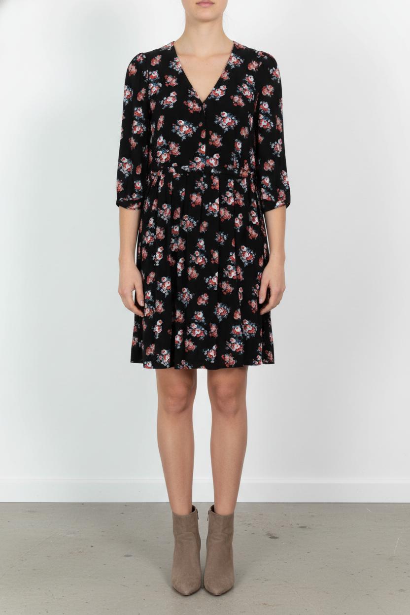 Robe Fleurie Noire et Rouge - Taille XL/42 de la marque Claudie Pierlot | PARAD68414 - Vendu par Paradigme - Image 1