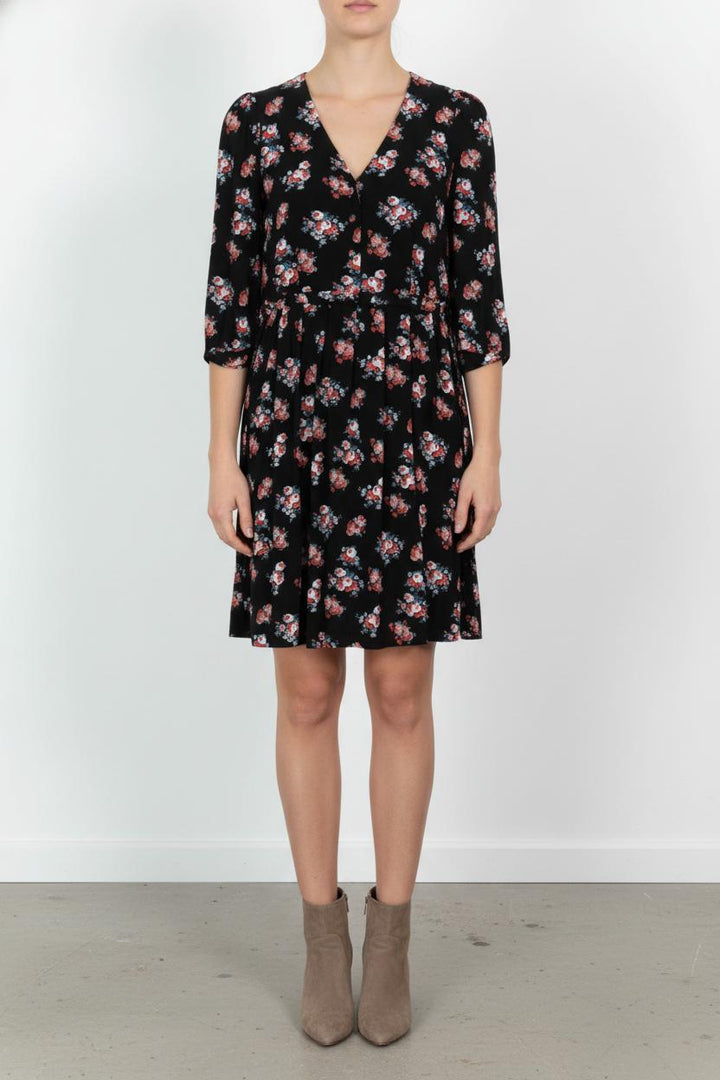 Robe Fleurie Noire et Rouge - Taille XL/42 de la marque Claudie Pierlot | PARAD68414 - Vendu par Paradigme - Image 1