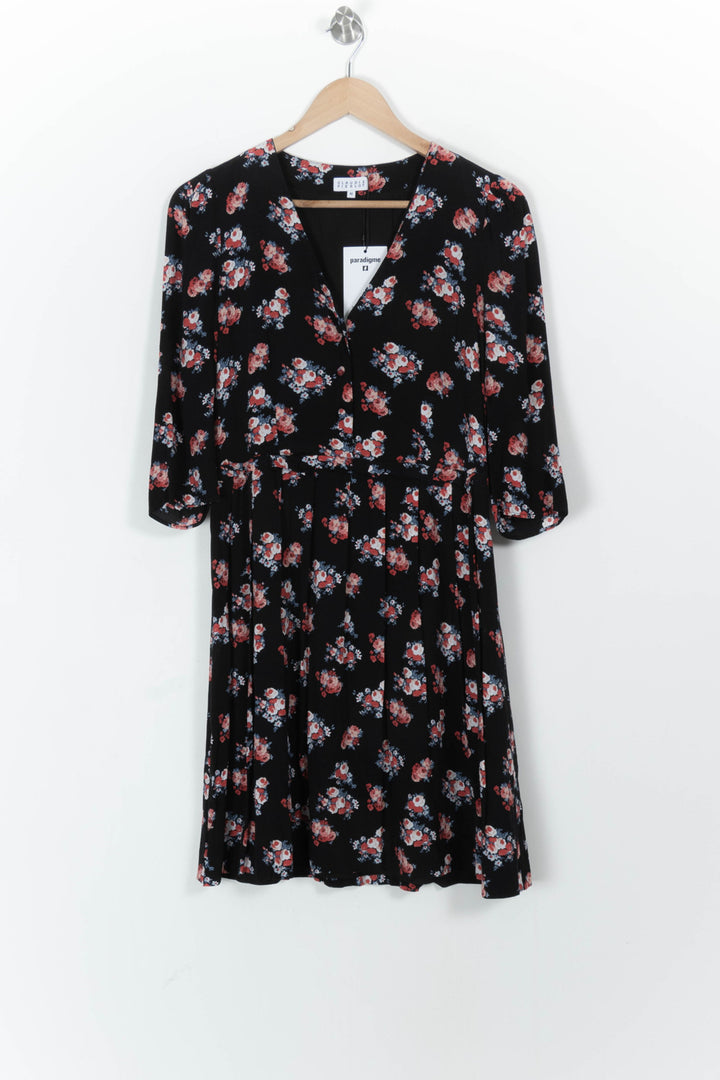 Robe Fleurie Noire et Rouge - Taille XL/42 de la marque Claudie Pierlot | PARAD68414 - Vendu par Paradigme - Image 2