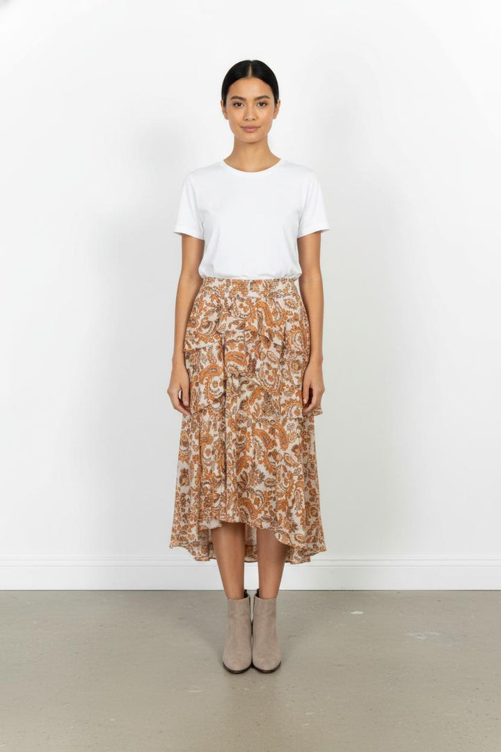 Jupe Longue Orange et Beige - Taille S/36 de la marque Maje | PARAD68442 - Vendu par Paradigme - Image 1