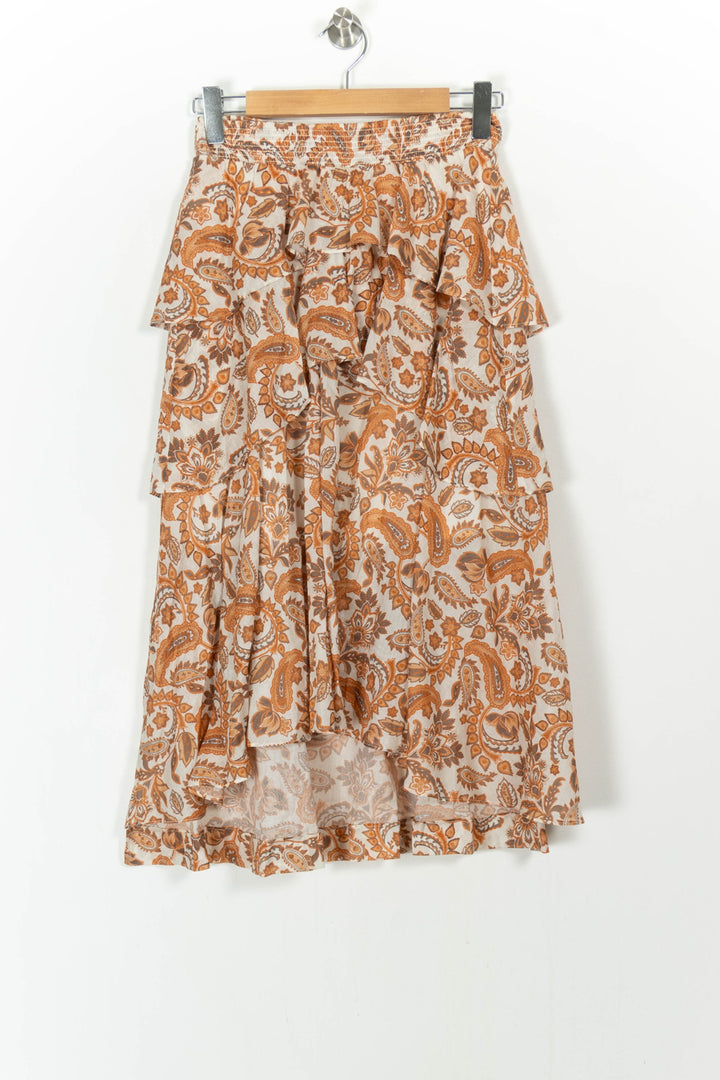 Jupe Longue Orange et Beige - Taille S/36 de la marque Maje | PARAD68442 - Vendu par Paradigme - Image 2