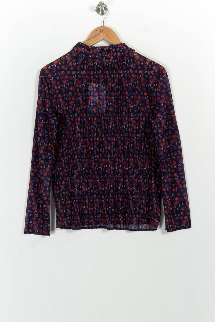 Blouse Fleurie Bordeaux et Bleu - Taille S/36 de la marque Sandro | PARAD68576 - Vendu par Paradigme - Image 4
