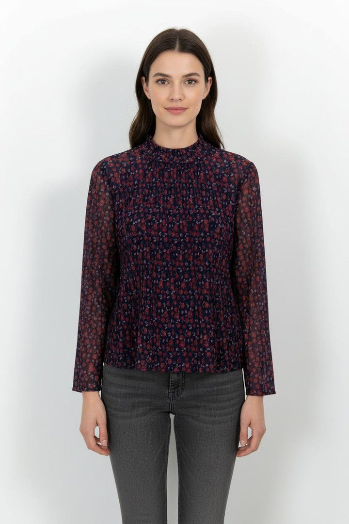 Blouse Fleurie Bordeaux et Bleu - Taille S/36 de la marque Sandro | PARAD68576 - Vendu par Paradigme - Image 1