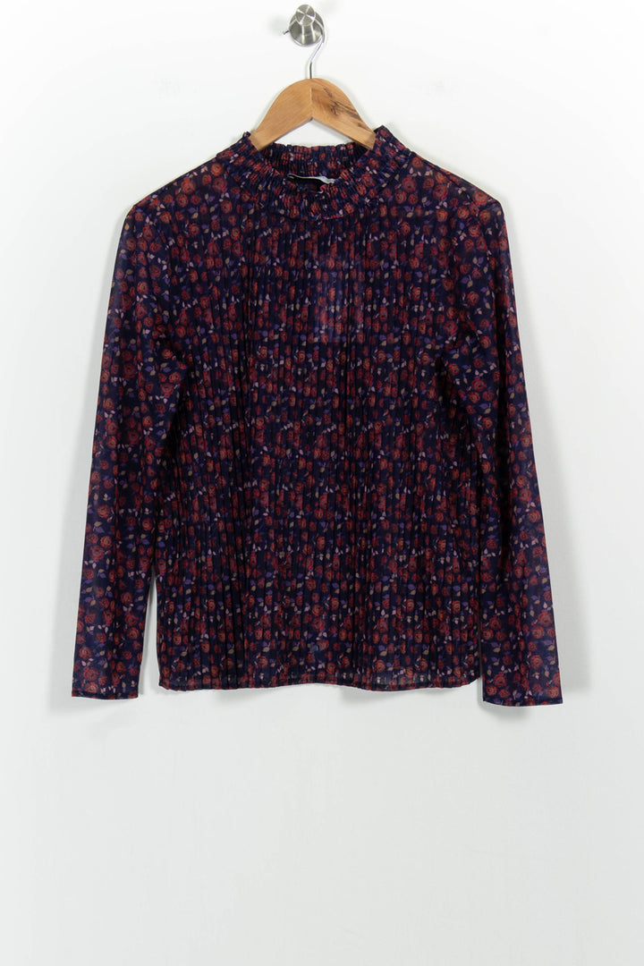Blouse Fleurie Bordeaux et Bleu - Taille S/36 de la marque Sandro | PARAD68576 - Vendu par Paradigme - Image 2