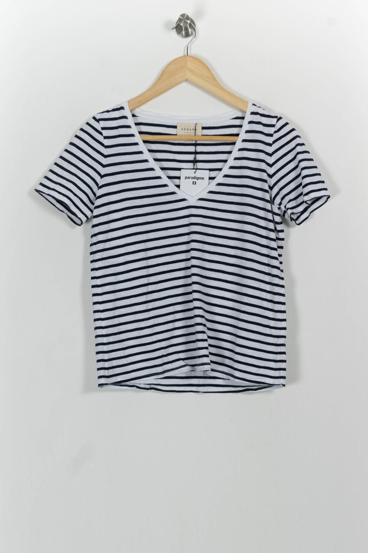 T-shirt Blanc et Noir - Taille S/36 de la marque Sézane | PARAD68583 - Vendu par Paradigme - Image 2