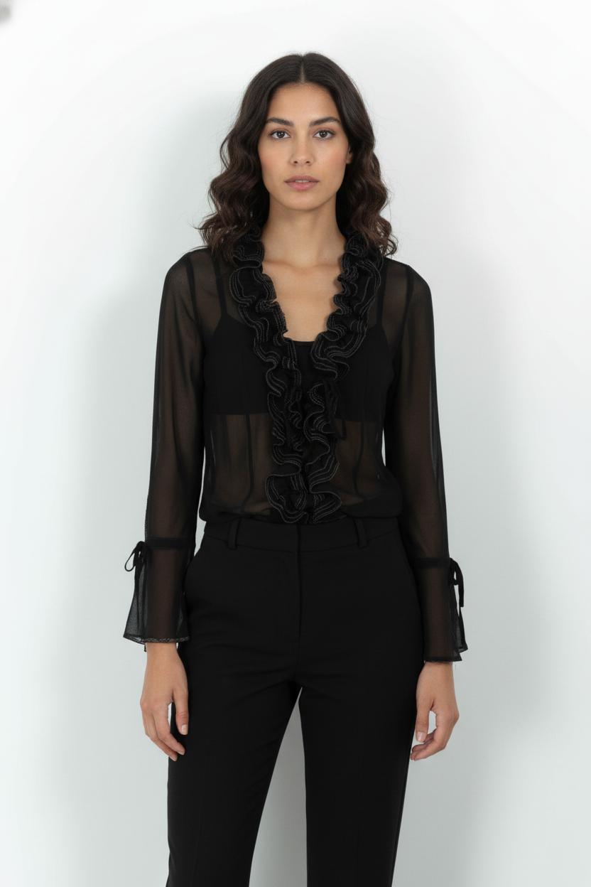 Blouse Noire - Taille S/36 de la marque Derhy | PARAD68666 - Vendu par Paradigme - Image 1