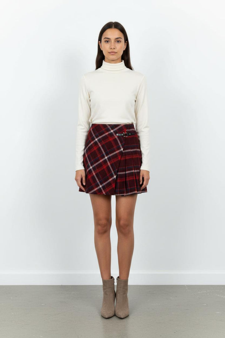 Jupe Plissée Bordeaux et Rouge - Taille S/36 de la marque Caroll | PARAD68695 - Vendu par Paradigme - Image 1