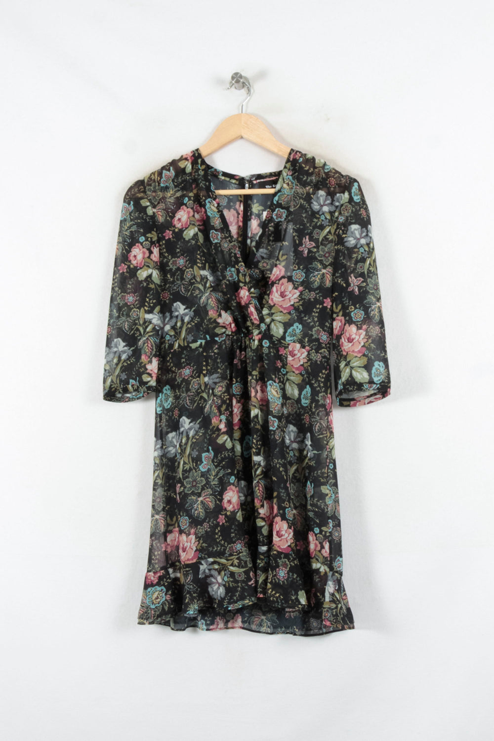 Robe Fleurie Noire et Rose - Taille XL/42 de la marque The Kooples | PARAD68704 - Vendu par Paradigme - Image 2