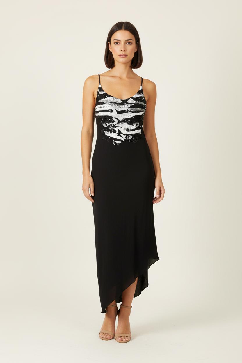 Robe Longue Noire et Argentée - Taille S/36 de la marque Marina Rinaldi | PARAD68720 - Vendu par Paradigme - Image 1