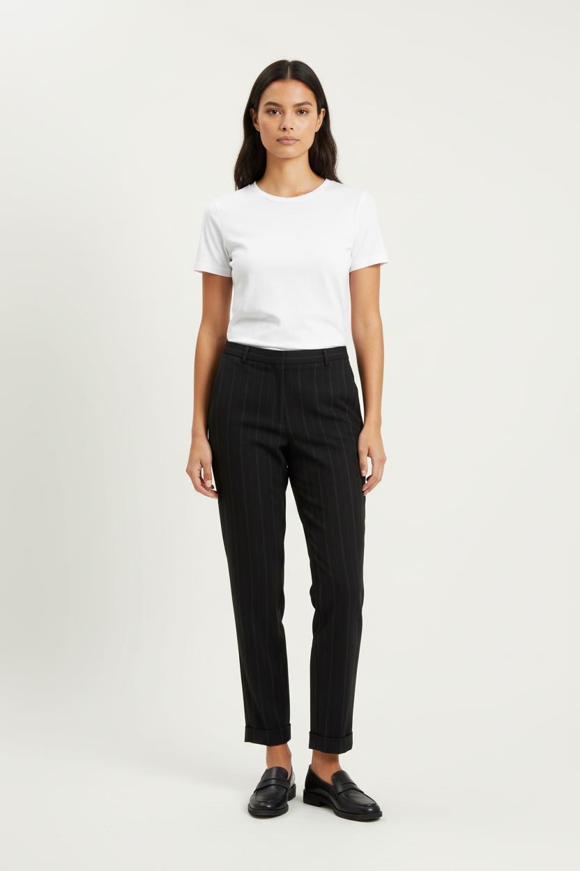 Pantalon À Rayures Noir - Taille XXL/44 de la marque Caroll | PARAD68759 - Vendu par Paradigme - Image 1