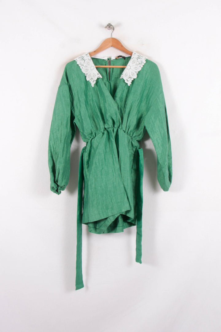 Robe portefeuille verte et blanche - Taille M/38 de la marque Maje | PARAD68765 - Vendu par Paradigme - Image 2