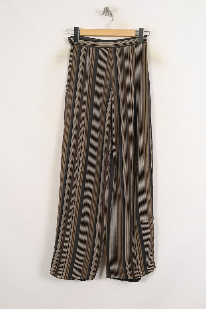 Pantalon Large Rayé Noir et Beige - Taille S/36 de la marque Caroll | PARAD68787 - Vendu par Paradigme - Image 4
