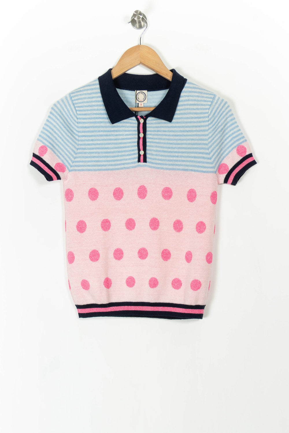 Polo Tricot Bleu et Rose - Taille S/36 de la marque Ines de la Fressange Paris | PARAD68828 - Vendu par Paradigme - Image 2
