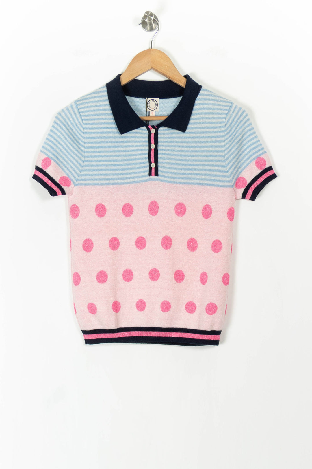 Polo Tricot Bleu et Rose - Taille S/36 de la marque Ines de la Fressange Paris | PARAD68828 - Vendu par Paradigme - Image 2