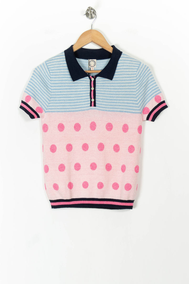 Polo Tricot Bleu et Rose - Taille S/36 de la marque Ines de la Fressange Paris | PARAD68828 - Vendu par Paradigme - Image 2