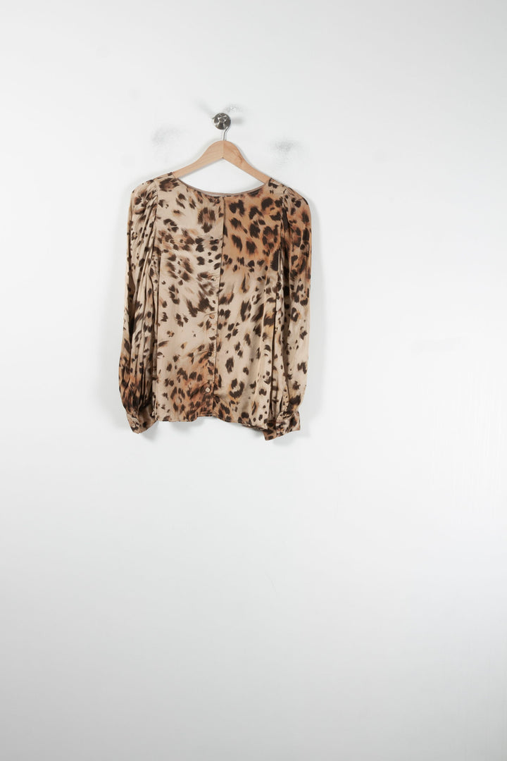 Blouse Marron et Beige - Taille M/38 de la marque Tara Jarmon | PARAD68870 - Vendu par Paradigme - Image 2