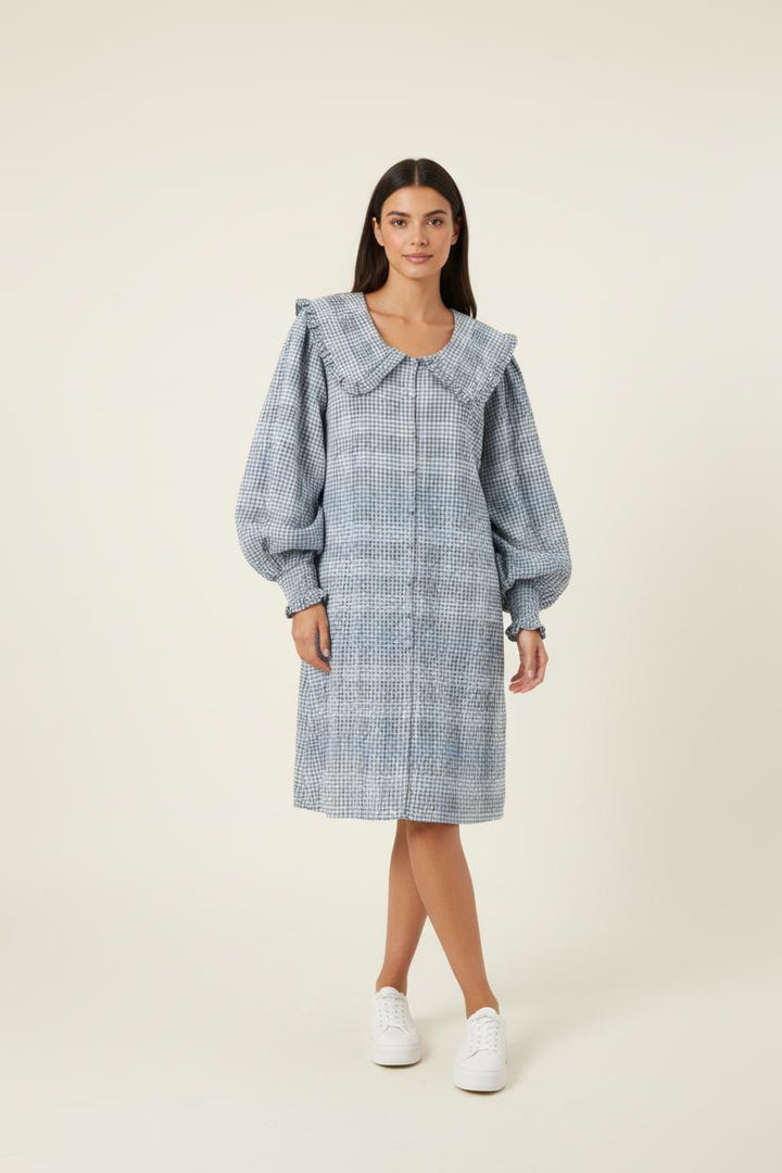 Robe Midi Bleue et Blanche - Taille M/38 de la marque Ganni | PARAD68872 - Vendu par Paradigme - Image 1