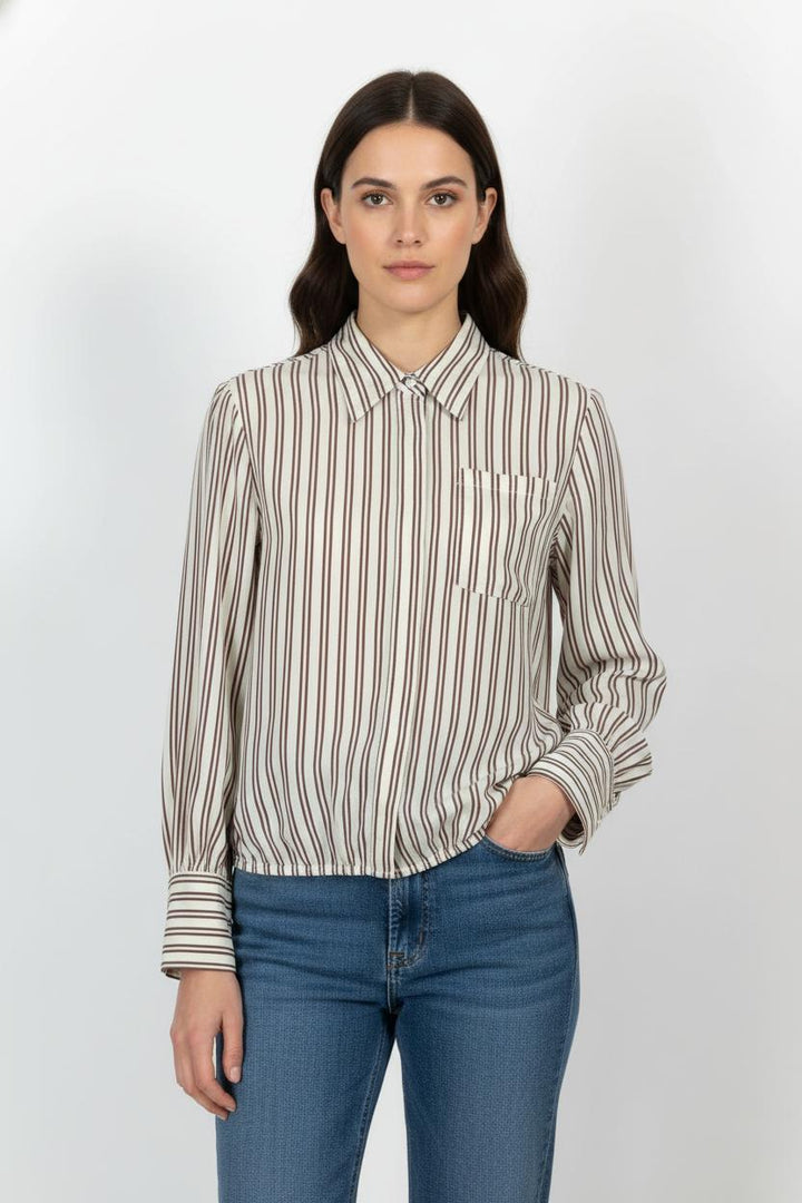 Chemise Rayée Blanc et Marron - Taille S/36 de la marque Isabel Marant | PARAD68881 - Vendu par Paradigme - Image 1