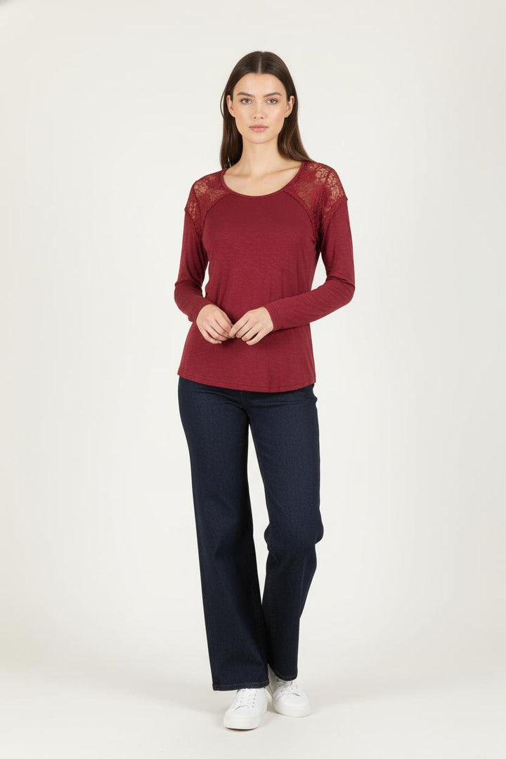 Tee-shirt Manches Longues Bordeaux - Taille M/38 de la marque Derhy | PARAD68891 - Vendu par Paradigme - Image 1