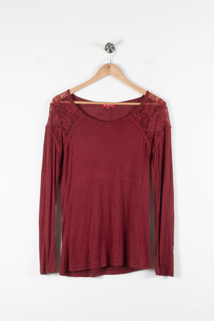 Tee-shirt Manches Longues Bordeaux - Taille M/38 de la marque Derhy | PARAD68891 - Vendu par Paradigme - Image 2